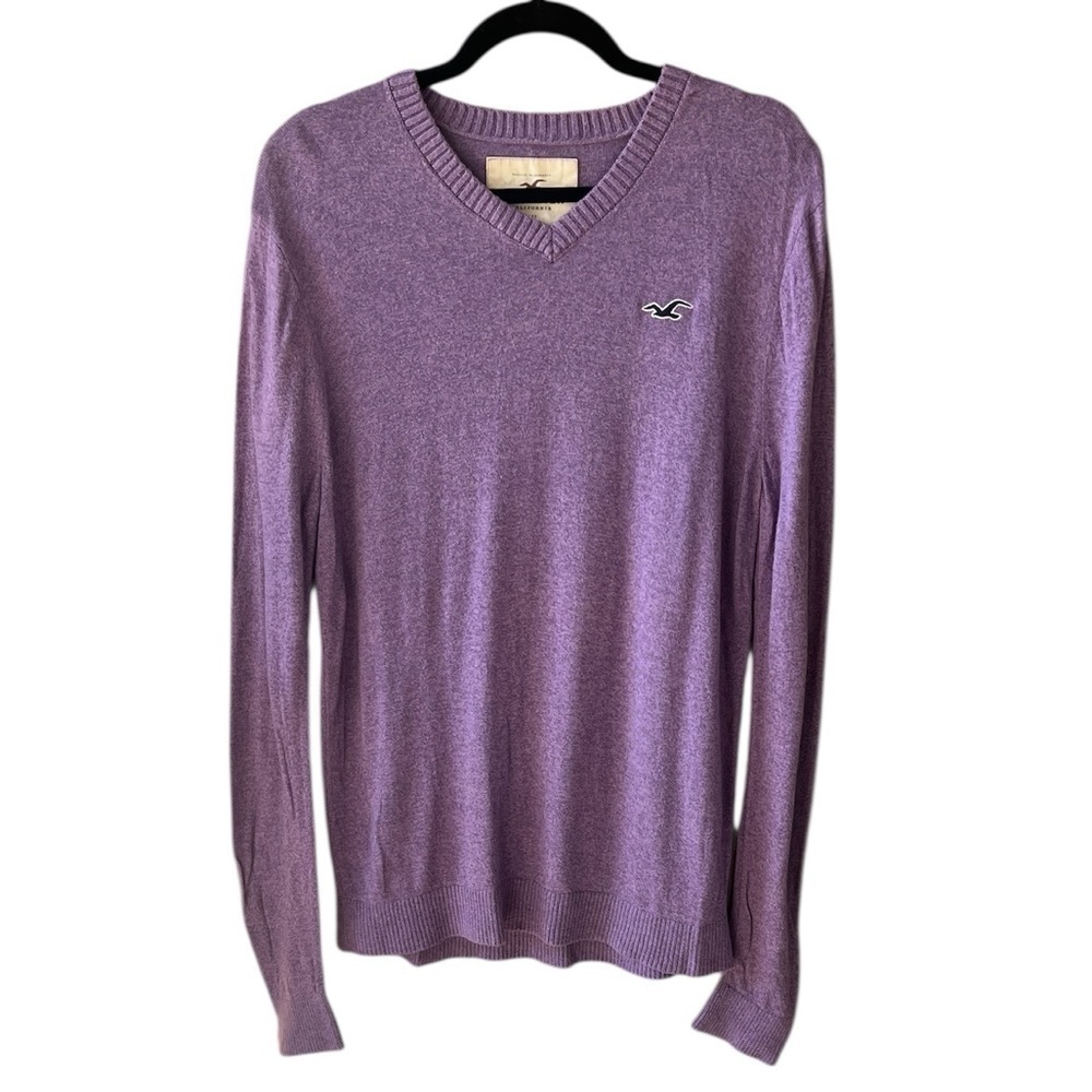 Hollister Y2K Mens Sz M Purple V Neck Cotton Blend Lightweight Sweater